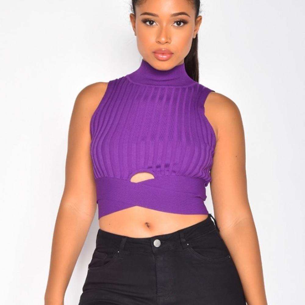 Zara crop top | Zara purple crop top | Turtle neck cropped top | Size small